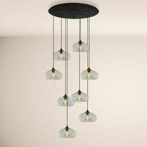 Ljuskrona s.luce Cruet XL flerfärgat glas, höga och flata skärmar, 8xE27, upphängning upp till 500 cm small 7