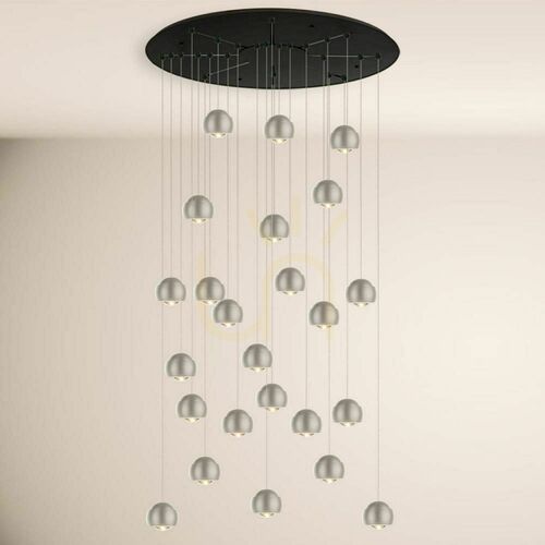 Kontrollera Ljuskrona s.luce Beam XL LED 24-ljus silver rund 80 cm