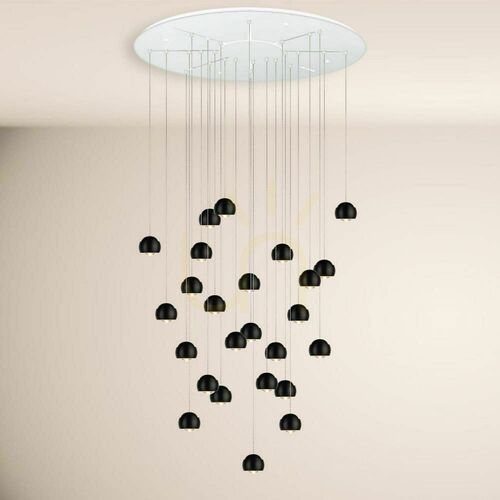 Kontrollera Pendellampa s.luce Beam XL LED 24 ljuspunkter Ø 80 cm svart, vitt takfäste
