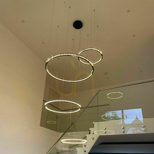 Kontrollera Pendellampa s.luce Atom Ring svart LED dimbar 60 cm