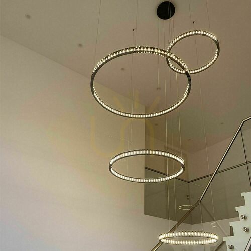 Kontrollera s.luce Atom Ring LED-pendellampa 80 cm, svart krom, 3000 K, dimbar