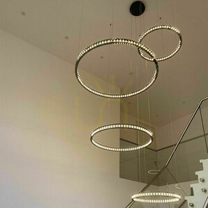 s.luce Atom Ring LED-pendellampa 80 cm, svart krom, 3000 K, dimbar small 1