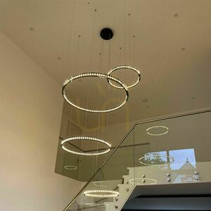 s.luce Atom Ring LED-pendellampa 80 cm, svart krom, 3000 K, dimbar small 0