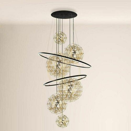 Kontrollera Ljuskrona s.luce Fusion XXL LED 8-ljus gyllene rund 150 cm dimbar