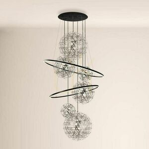 Ljuskrona s.luce Fusion XXL LED-ring 8 ljuspunkter svart 150 cm small 6