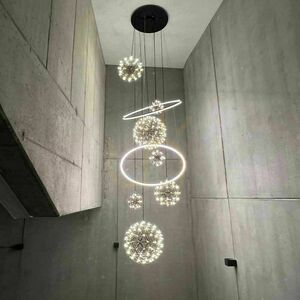 Ljuskrona s.luce Fusion XXL LED-ring 8 ljuspunkter svart 150 cm small 8