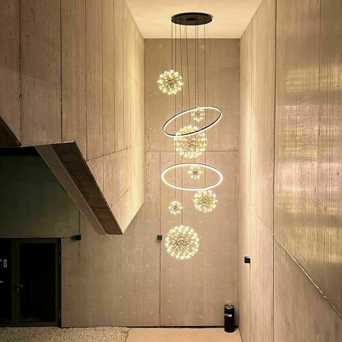 Kontrollera Ljuskrona s.luce Fusion XXL LED-ring 8 ljuspunkter svart 150 cm
