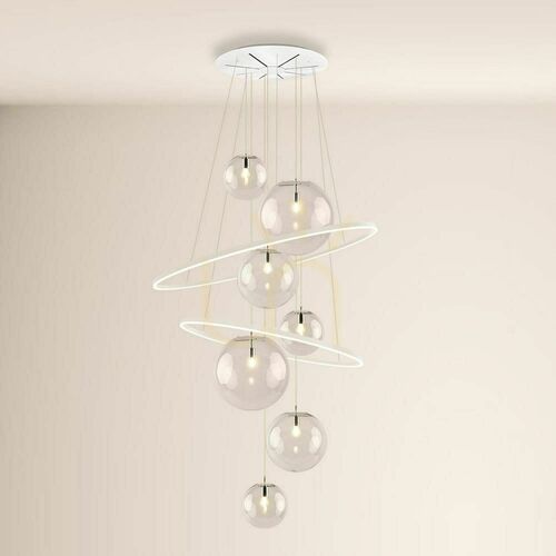 Kontrollera Ljuskrona s.luce Galaxy XXL LED ringlampa 8-armad i glas, transparent, dimbar