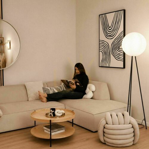 Kontrollera Golvlampa s.luce Orb tripod vitt glas 160 cm