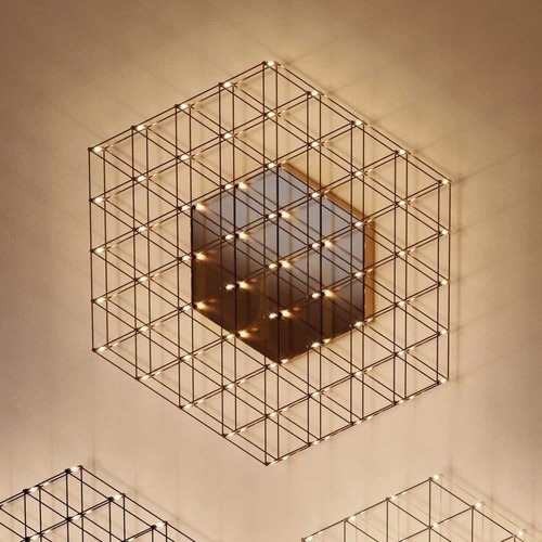 Kontrollera Plafond s.luce Atom svart LED 80 cm dimbar metall 61 ljuspunkter