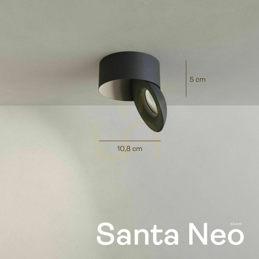 Förhandsvisning Riktbar spotlight s.luce Santa Neo LED takspot svart dimbar 2700K Riktbar spotlight s.luce Santa Neo LED takspot svart dimbar 2700K