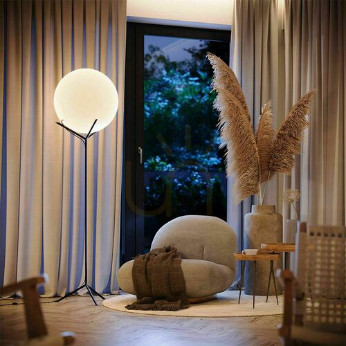 Kontrollera s.luce Orb golvlampa vit glas rund 175 cm