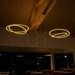 Pendellampa s.luce Ring LED 2-ljus gyllene 100 cm small 6