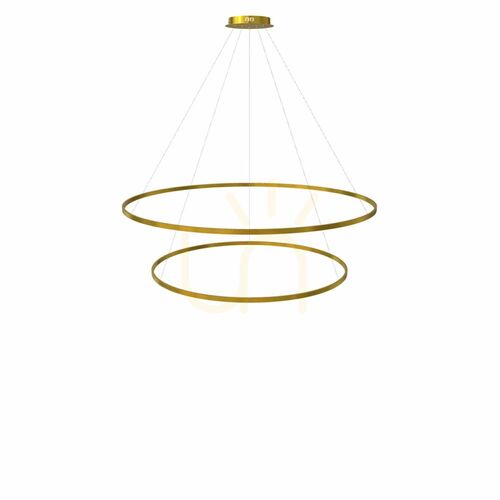 Kontrollera Pendellampa s.luce Ring LED 2-ljus gyllene 150 cm dimbar