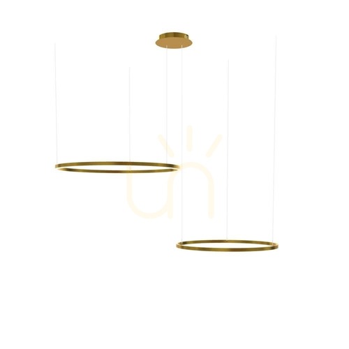 Kontrollera Pendellampa s.luce Ring LED gyllene 2-ljus rund Ø100 cm dimbar