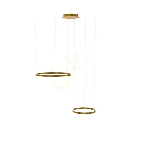 Kontrollera s.luce Ring excentrisk LED-pendellampa, guld, 2 ljuskällor, Ø60/40 cm