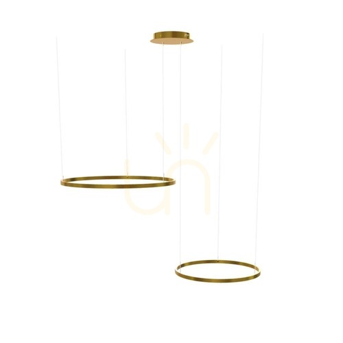 Kontrollera Pendellampa s.luce Ring LED guld 2 ljuspunkter 80/60 cm dimbar