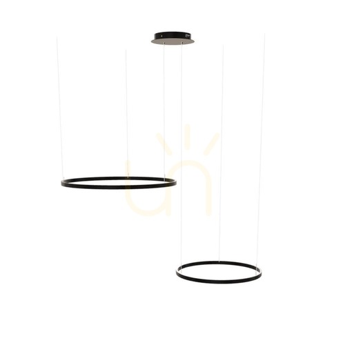 Kontrollera Pendellampa s.luce Ring LED 2 ringar ocentrerad svart 80/60 cm 3000 K dimbar