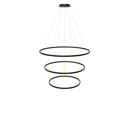 Kontrollera s.luce Ring Centric LED taklampa 3 ljuspunkter svart Ø120/100/80 cm 3000K