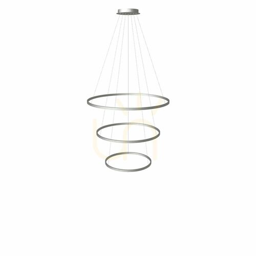 Kontrollera s.luce Ring LED-ljuskrona, 3 silverfärgade ringar, 100/80/60 cm