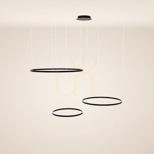 Kontrollera s.luce Ring 179255 LED-pendellampa, svart, 3 ringar 100/80/60 cm