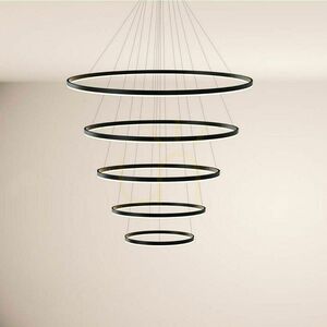 s.luce Ring LED-pendellampa med 5 ringar, centrisk, aluminium, Ø 100/120/150/120/100 cm small 1