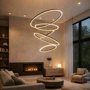 s.luce Ring LED-pendellampa med 5 ringar, centrisk, aluminium, Ø 100/120/150/120/100 cm small 4