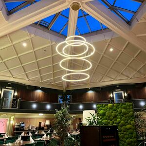 s.luce Ring LED-pendellampa med 5 ringar, centrisk, aluminium, Ø 100/120/150/120/100 cm small 5
