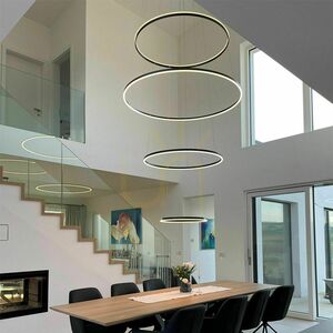 s.luce Ring LED-pendellampa med 5 ringar, centrisk, aluminium, Ø 100/120/150/120/100 cm small 7