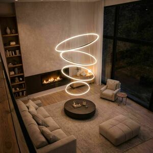s.luce Ring LED-pendellampa med 5 ringar, centrisk, aluminium, Ø 100/120/150/120/100 cm small 8