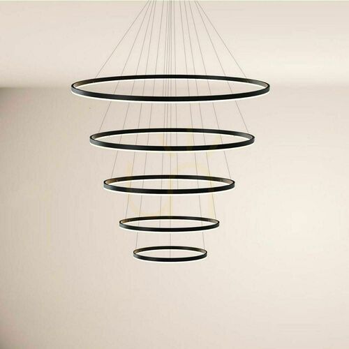 Kontrollera Ljuskrona s.luce Ring LED svart 5 lampor dimbar 3000 K 120 cm