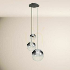 s.luce Orb pendellampa med 3 glasklot Ø20/30/40 cm, rökfärgat toningsglas, svart upphängning small 15