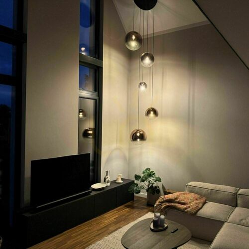 Kontrollera Ljuskrona s.luce Orb gyllene glas metall modern 5 ljuspunkter