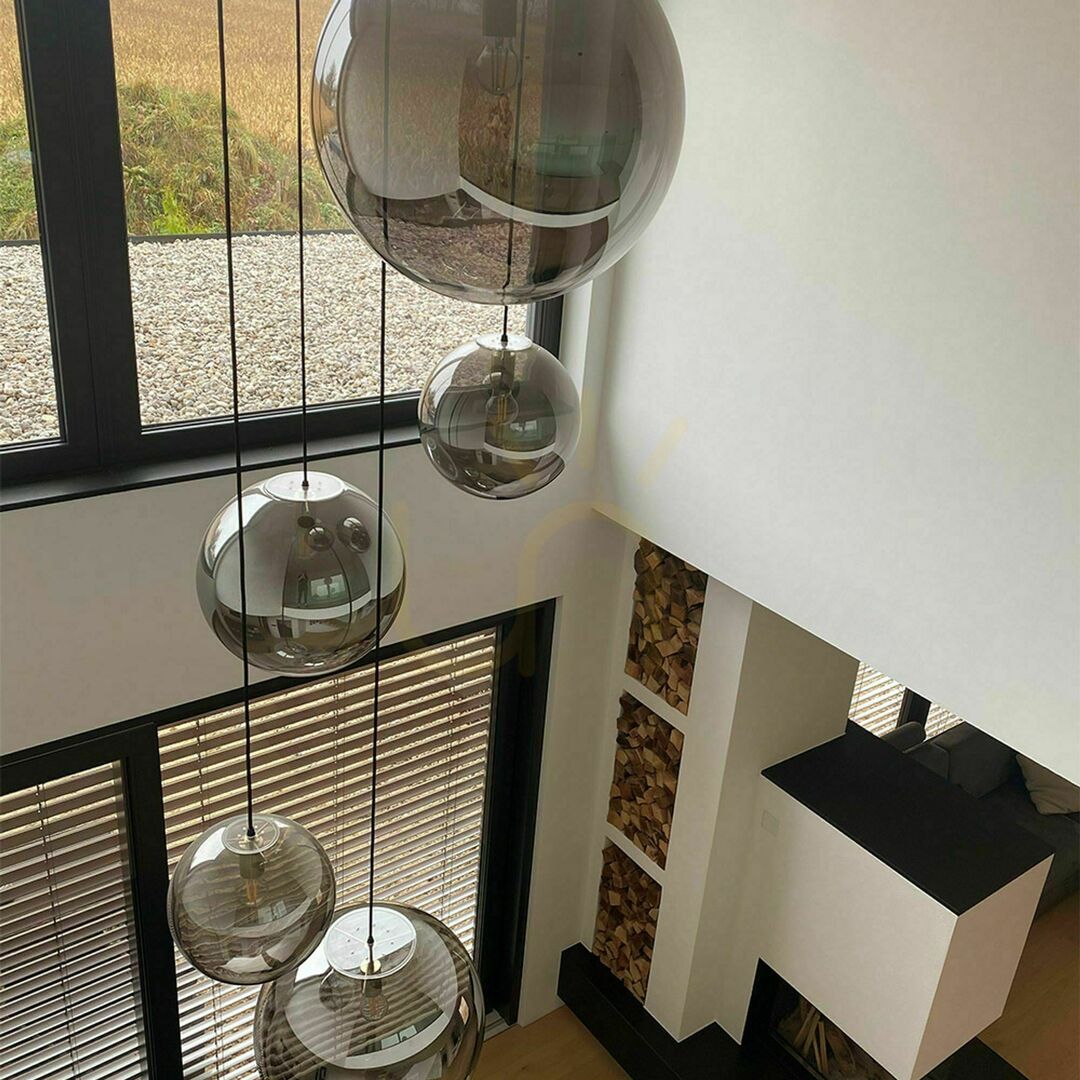 Display Ljuskrona s.luce Orb vit glas metall 5-armad rund modulär Ljuskrona s.luce Orb vit glas metall 5-armad rund modulär