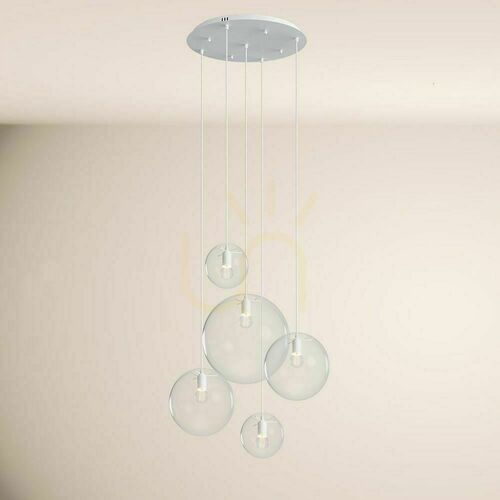 Kontrollera Ljuskrona s.luce Orb vit glas metall 5-arm rund modern