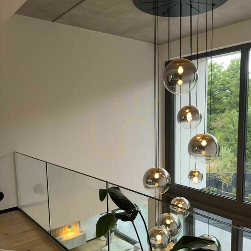 Kontrollera Ljuskrona s.luce Orb vit glas metall rund 8 ljuspunkter 50 cm