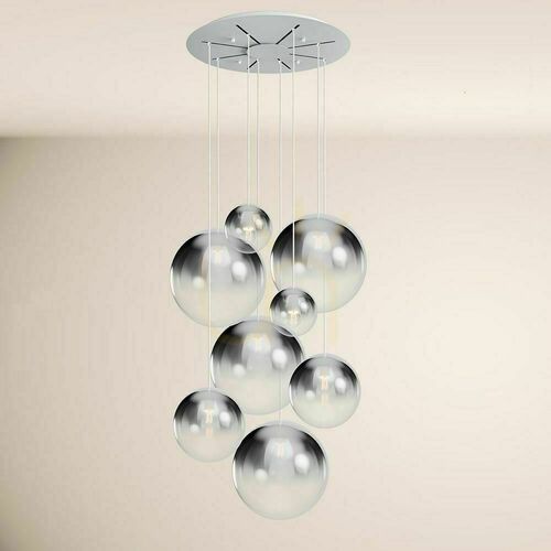 Kontrollera Ljuskrona s.luce Orb vit glas metall rund 8 ljuspunkter E27 50 cm