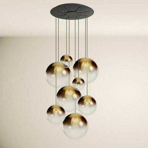 Kontrollera Ljuskrona s.luce Orb gyllene glas metall rund 8-ljus modern