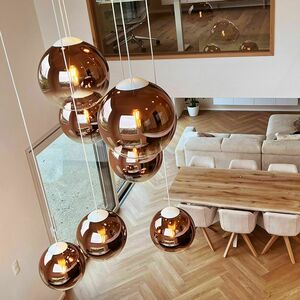 Ljuskrona s.luce Orb 12-ljus svart glas metall rund 50 cm small 14