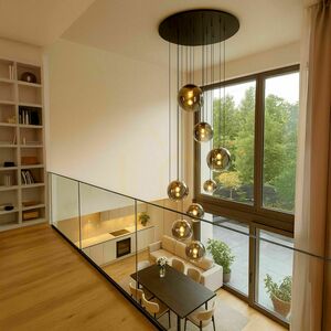 Pendellampa s.luce Orb Modular 12 ljuspunkter klarglas svart small 3