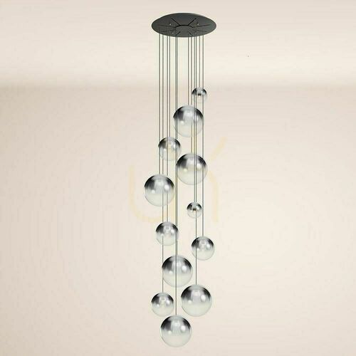 Kontrollera Ljuskrona s.luce Orb svart glas metall 12-ljus moderna rund 50 cm