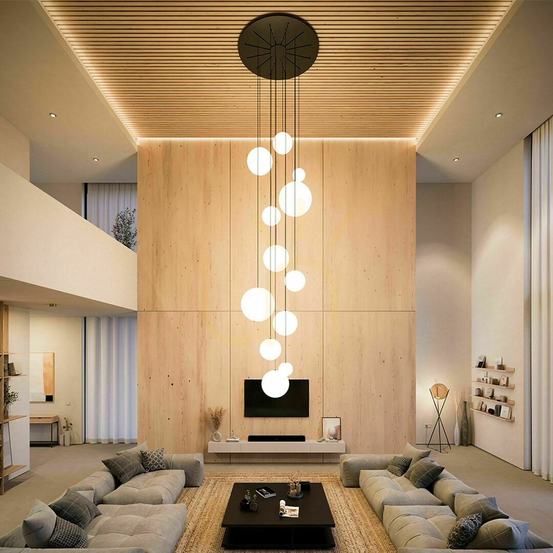 Utsikt Ljuskrona s.luce Orb vit glas metall 12 ljuspunkter 50 cm rund modern Ljuskrona s.luce Orb vit glas metall 12 ljuspunkter 50 cm rund modern