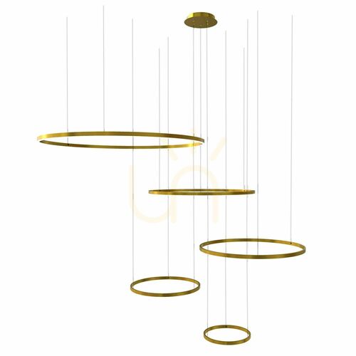 Kontrollera Ljuskrona s.luce Ring LED guld 5 ljuskällor dimbar 3000K excentrisk
