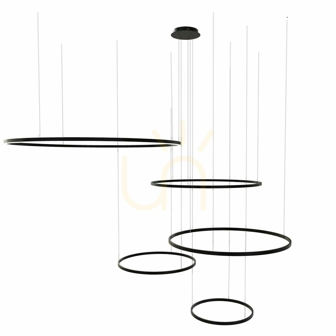 Utsikt Ljuskrona s.luce Ring LED svart 5 lampor dimbar 3000 K``` Ljuskrona s.luce Ring LED svart 5 lampor dimbar 3000 K```