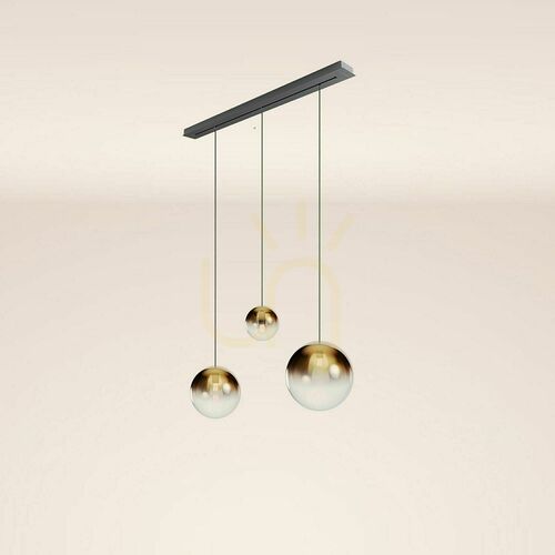 Kontrollera s.luce Orb ljuskrona med tre ljuspunkter, guldtonat gradientglas, svart 120 cm takskena