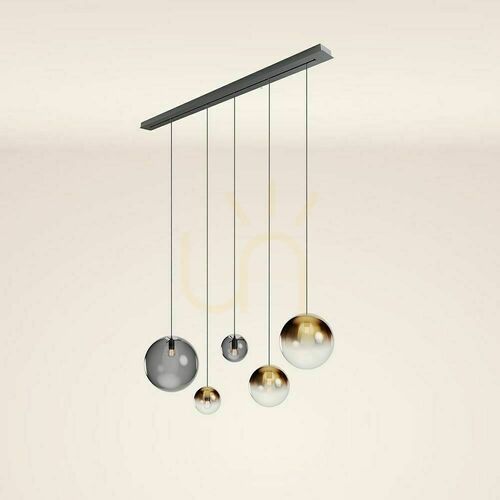 Kontrollera Ljuskrona s.luce Orb 5-ljus gyllene glas metall rund för matsal 40 cm