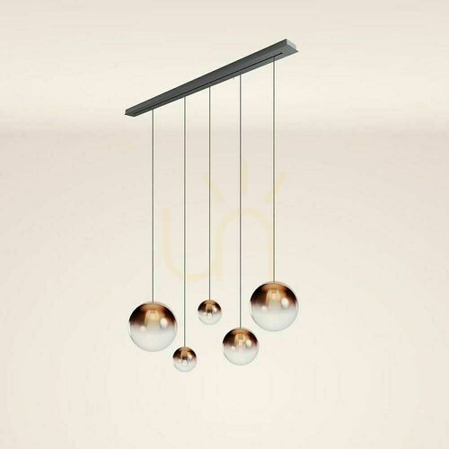 Kontrollera Ljuskrona s.luce Orb 5-ljus koppar glas metall 40 cm rund matsal
