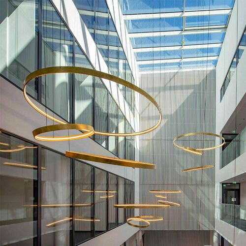Kontrollera Ljuskrona s.luce Ring LED gyllene 230 cm dimbar varmvit upphängd taklampa