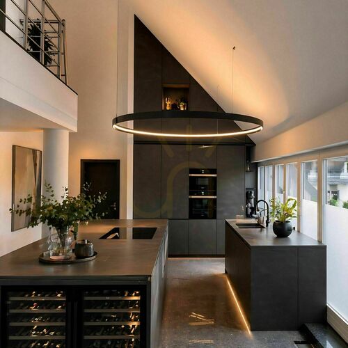 Kontrollera Ljuskrona s.luce Ring LED svart 200 cm 4000 K taklampa