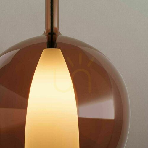 Kontrollera Pendellampa s.luce Belluna brun glas metall rund 24 cm